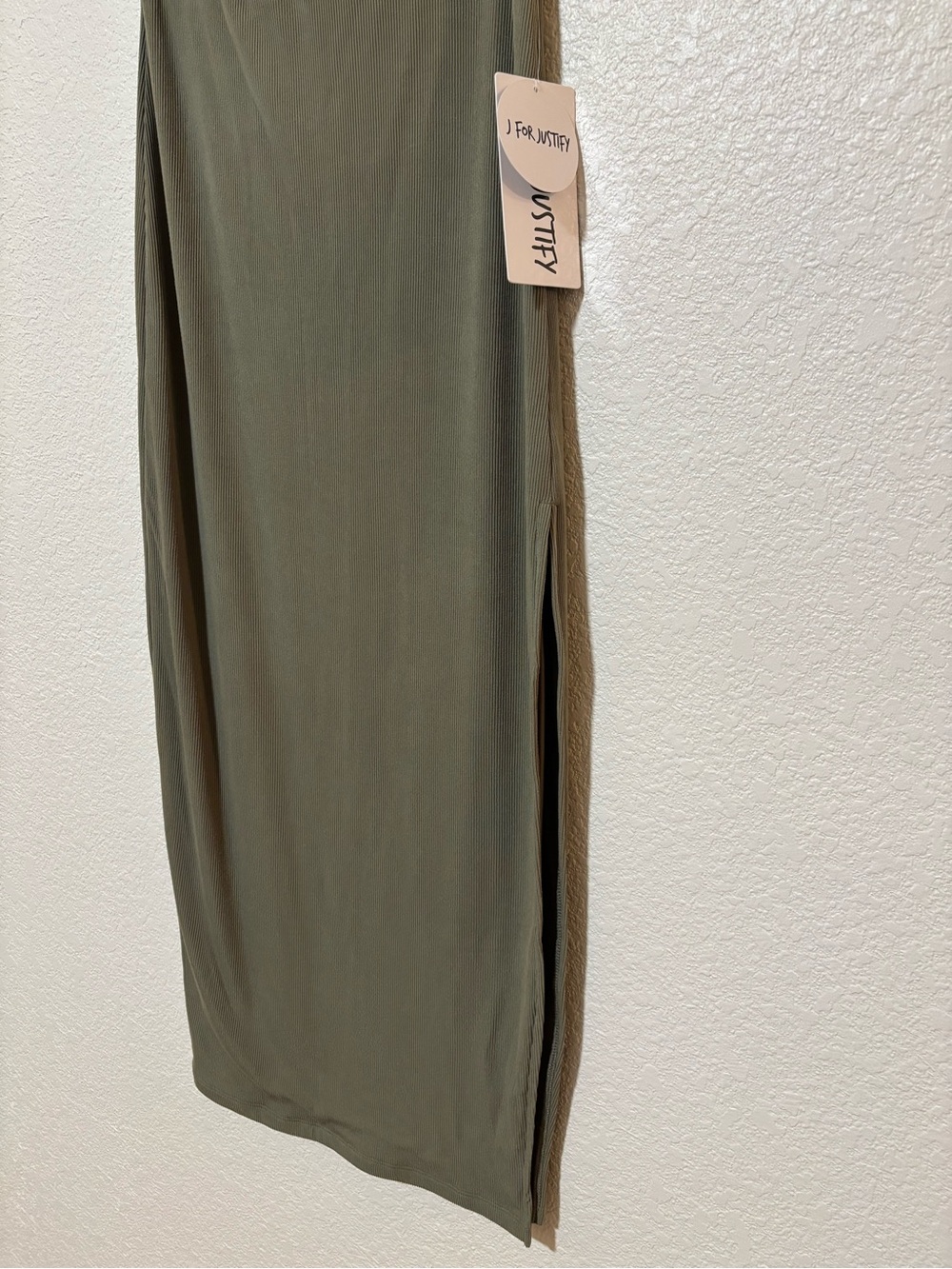 NWT Side Slit J For Justify Olive Ribbed Midi Skirt Medium - Picture 3 of 10